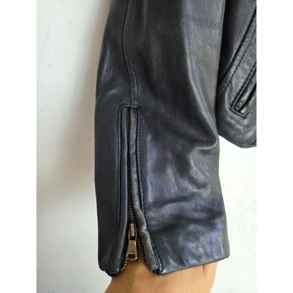 Guess Women Geniune 100% Leather Full Zip Lined Moto Pockets Jacket size Medium - Picture 4 of 10